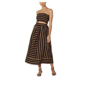 Cleobella NWT Bristol Top and Skirt Set Sz M Black Cotton Linen Two Piece